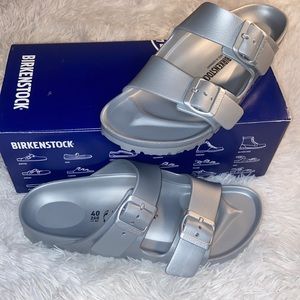 Silver Arizona Birkenstocks